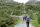 people hiking along pilgrimage route in south west of Norway